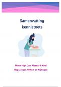 Samenvatting kennistoets Minor High Care Moeder & Kind HAN