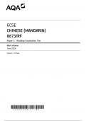 AQA GCSE CHINESE (MANDARIN) 8673-RF Paper 3 Reading Foundation Tier Mark scheme June 2024