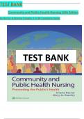 Test Bank For Community and Public Health Nursing, 10th Edition, By Cherie Rector, Mary Jo Stanley, All Chapters 1-30