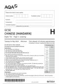 AQA GCSE CHINESE (MANDARIN) 8673-LH Paper 1 Listening Higher Tier question paper June 2024