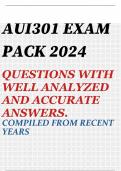 AUI301 EXAM PACK 2024 QUESTIONS WITH WELL ANALYZED AND ACCURATE ANSWERS