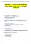 BUS3010 BUSINESS LAW FINAL EXAM REVIEW QUESTIONS ; Exam (elaborations) BUS3010  Business Law with 100% correct answers