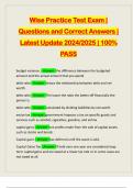 Wise Practice Test Exam | Questions and Correct Answers | Latest Update 2024/2025 | 100% PASS