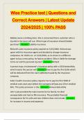 Wise Practice test | Questions and Correct Answers | Latest Update 2024/2025 | 100% PASS