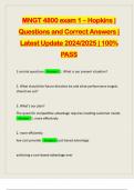 MNGT 4800 exam 1 – Hopkins | Questions and Correct Answers | Latest Update 2024/2025 | 100% PASS