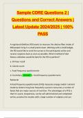 Sample CDRE Questions 2 | Questions and Correct Answers | Latest Update 2024/2025 | 100% PASS