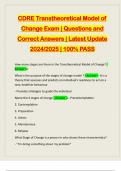 CDRE Transtheoretical Model of Change Exam | Questions and Correct Answers | Latest Update 2024/2025 | 100% PASS