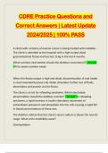 CDRE Practice Questions and Correct Answers | Latest Update 2024/2025 | 100% PASS