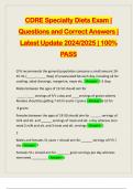 CDRE Specialty Diets Exam | Questions and Correct Answers | Latest Update 2024/2025 | 100% PASS