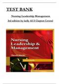 Test Bank For Nursing Leadership and Management, 3rd Edition By Patricia Kelly, All Chapters 1 to 31 complete Verified editon ISBN:9781111306687