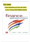 Test Bank for Finance Applications and Theory 6th Edition by Cornett, Adair & Nofsinger All 1-20 Chapters Covered ,Latest Edition, ISBN:9781264101580