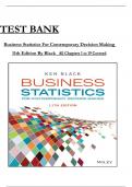 Test Bank for Business Statistics: For Contemporary Decision Making 11th Edition by Ken Black, All Chapters 1 to 19  complete Verified editon ISBN: 9781119905448