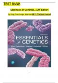 Test Bank for Essentials of Genetics, 10th Edition by (Klug/ Cummings/ Spencer/ Palladino/ Killian), All 1-21 Chapters Covered ,Latest Edition, ISBN:9780134898414