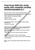 Final Exam NUR-631 study guide with complete verified solutions(graded A+).