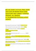 BIO 201 EXAM 3 ACTUAL FINAL EXAM 2024-2025|90 BRAND NEW EXAM QUESTIONS AND CORRECT VERIFIED ANSWER, ALL GRADED A+|GUARANTEED SUCCESS|LATEST UPDATE 