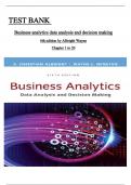 TEST BANK FOR Business Analytics: Data Analysis & Decision Making 6th Edition By S. Albright, Wayne Winston All Chapters 1 to 20 complete Verified editon ISBN:9781305947542