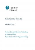 Pearson Edexcel Advanced Subsidiary In Biology B (8BI0) Paper 02: Core Physiology and Ecology mark scheme june 2024  8bio/02