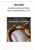 Test Bank For Managerial Accounting, 4th Edition By Davis, Consists Of 13 Complete Chapters, ISBN: 978-1119577669