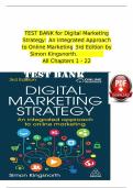 TEST BANK for Digital Marketing Strategy: An Integrated Approach to Online Marketing 3rd Edition by Simon Kingsnorth. All Chapters 1 - 22