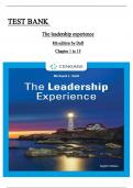 Test Bank for The Leadership Experience, 8th Edition by Richard L. Daft ALL CHAPTERS  COVERED