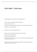 CON 1400V - Final Exam Questions and Answers