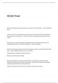 HCAD Final Exam Questions with Complete and Correct Answers