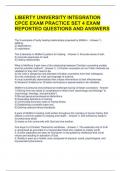 LIBERTY UNIVERSITY INTEGRATION CPCE EXAM PRACTICE SET 4 EXAM REPORTED QUESTIONS AND ANSWERS 