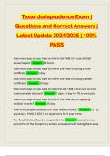 Texas Jurisprudence Exam | Questions and Correct Answers | Latest Update 2024/2025 | 100% PASS