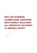   WGU C201 BUSINESS ACUMEN EXAM  QUESTIONS  WITH CORRECT SOLUTIONS ALL VERIFIED BY AN EXPERT  A+ GRADED (LATEST)