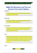 ABA 624 Questions and Correct  Answers the Latest Update