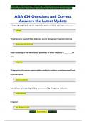 ABA 624 Questions and Correct  Answers the Latest Update