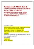 Fundamentals NR226 Quiz 2| UPDATE|COMPREHENSIVE QUESTIONS WITH CORRECT/ VERIFIED ANSWERS|(frequently most tested question)GET IT 100% ACCURATE | ALREADY GRADED A+ circadian rhythm the biological clock; regular bodily rhythms that occur on a 24-hour cycle 