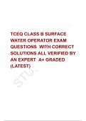 TCEQ CLASS B SURFACE WATER OPERATOR EXAM  QUESTIONS  WITH CORRECT SOLUTIONS ALL VERIFIED BY AN EXPERT  A+ GRADED (LATEST)