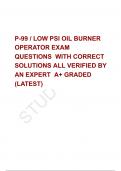 P-99 / LOW PSI OIL BURNER  OPERATOR EXAM  QUESTIONS  WITH CORRECT SOLUTIONS ALL VERIFIED BY AN EXPERT  A+ GRADED (LATEST)