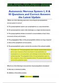 Autonomic Nervous System I, II &  III Questions and Correct Answers  the Latest Update