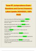 Texas RT Jurisprudence Exam | Questions and Correct Answers | Latest Update 2024/2025 | 100% PASS