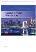 TEST BANK For Corporate Finance, 13th Edition By Stephen Ross, Randolph Westerfield, Verified Chapters 1 - 21, Complete Newest Version