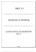 (GCU) MKT 315 Introduction to Marketing - Latest Final Exam Review Q & S 2024.