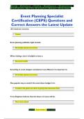 Event Planning Specialist  Certification (CEPS) Questions and  Correct Answers the Latest Update