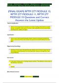 (FINAL EXAM) RPTM 277 MODULE 12,  RPTM 277 MODULE 11, RPTM 277  MODULE 10 Questions and Correct  Answers the Latest Update