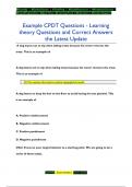 Example CPDT Questions - Learning  theory Questions and Correct Answers  the Latest Update