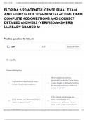 FLORIDA 2-20 AGENTS LICENSE FINAL EXAM AND STUDY GUIDE 2024 NEWEST ACTUAL EXAM COMPLETE 400 QUESTIONS AND CORRECT DETAILED ANSWERS (VERIFIED ANSWERS) |ALREADY GRADED A+