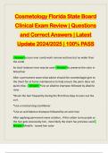 Cosmetology Florida State Board Clinical Exam Review | Questions and Correct Answers | Latest Update 2024/2025 | 100% PASS