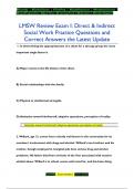 LMSW Review Exam I: Direct & Indirect  Social Work Practice Questions and  Correct Answers the Latest Update