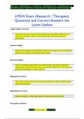 LMSW Exam (Research / Therapies) Questions and Correct Answers the  Latest Update