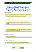 Midterm ABA-1 University of  Cincinnati Questions and Correct  Answers the Latest Update