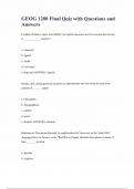 GEOG 1200 Final Quiz with Questions and Answers