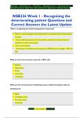 NSB236 Week 1 - Recognising the  deteriorating patient Questions and  Correct Answers the Latest Update