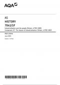 AQA AS HISTORY 7041-1F Industrialisation and the people: Britain, c1783–1885 Component 1F The impact of industrialisation: Britain, c1783–1832 Mark scheme June 2024