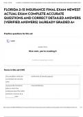 FLORIDA 2-15 INSURANCE FINAL EXAM NEWEST ACTUAL EXAM COMPLETE ACCURATE QUESTIONS AND CORRECT DETAILED ANSWERS (VERIFIED ANSWERS) |ALREADY GRADED A+